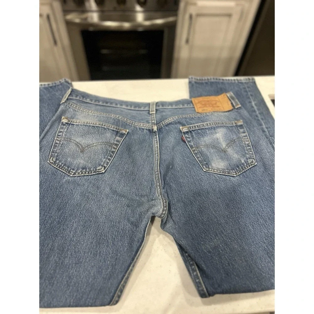 Dead Stock Levis 501xx Blue Denim Jeans Button Fly 38X34 USA Vintage